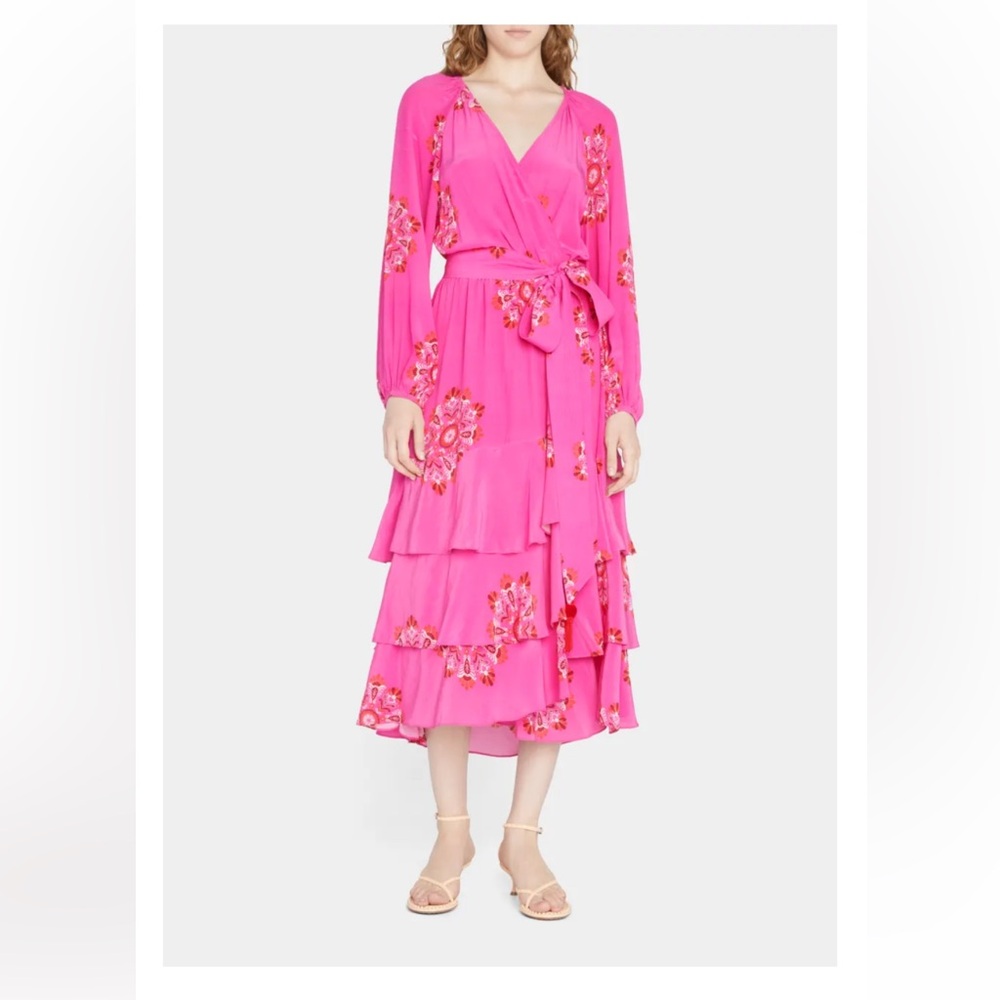 Frederica Printed Tiered Ruffle Belted Dress